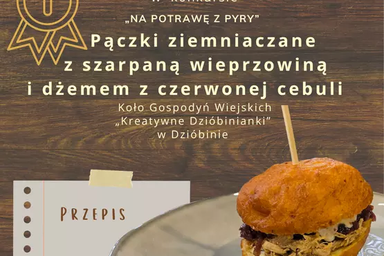 „Pączki ziemniaczane z szarpaną wołowiną i dżemem z czerwonej cebuli