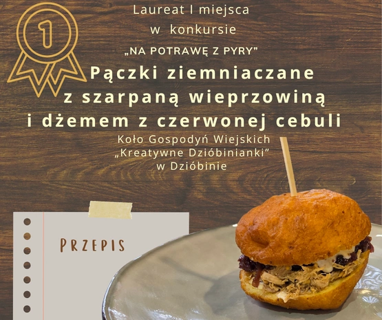 „Pączki ziemniaczane z szarpaną wołowiną i dżemem z czerwonej cebuli