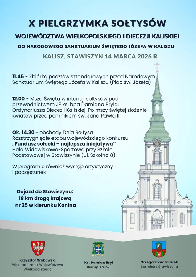 Zaproszenie na X Pielgrzymkę Sołtysów do Sanktuarium Świętego Józefa w Kaliszu